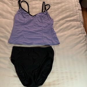 Miracle suit black and lavender tankini size 10